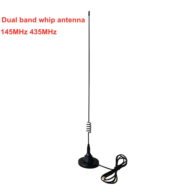 Dual band 145MHz 435MHz vehicle whip antenna 3m RG58 cable mobile ham radio car roof magnet mount antenna