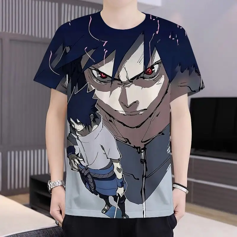 เสื้อผ้าอนิเมะนารูโตะสำหรับผู้ชายเสื้อยืดพิมพ์ลาย 3 มิติชุดฤดูใบไม้ผลิและฤดูร้อนสำหรับนักเรียนและวัยรุ่นแขนสั้นอเนกประสงค์