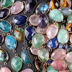 1PCS Water Droplet Shaped Crystal Agate Stone Faceted Connector Pendant Jewelry Making DIY Necklaces Bracelets Accessories Gifts
