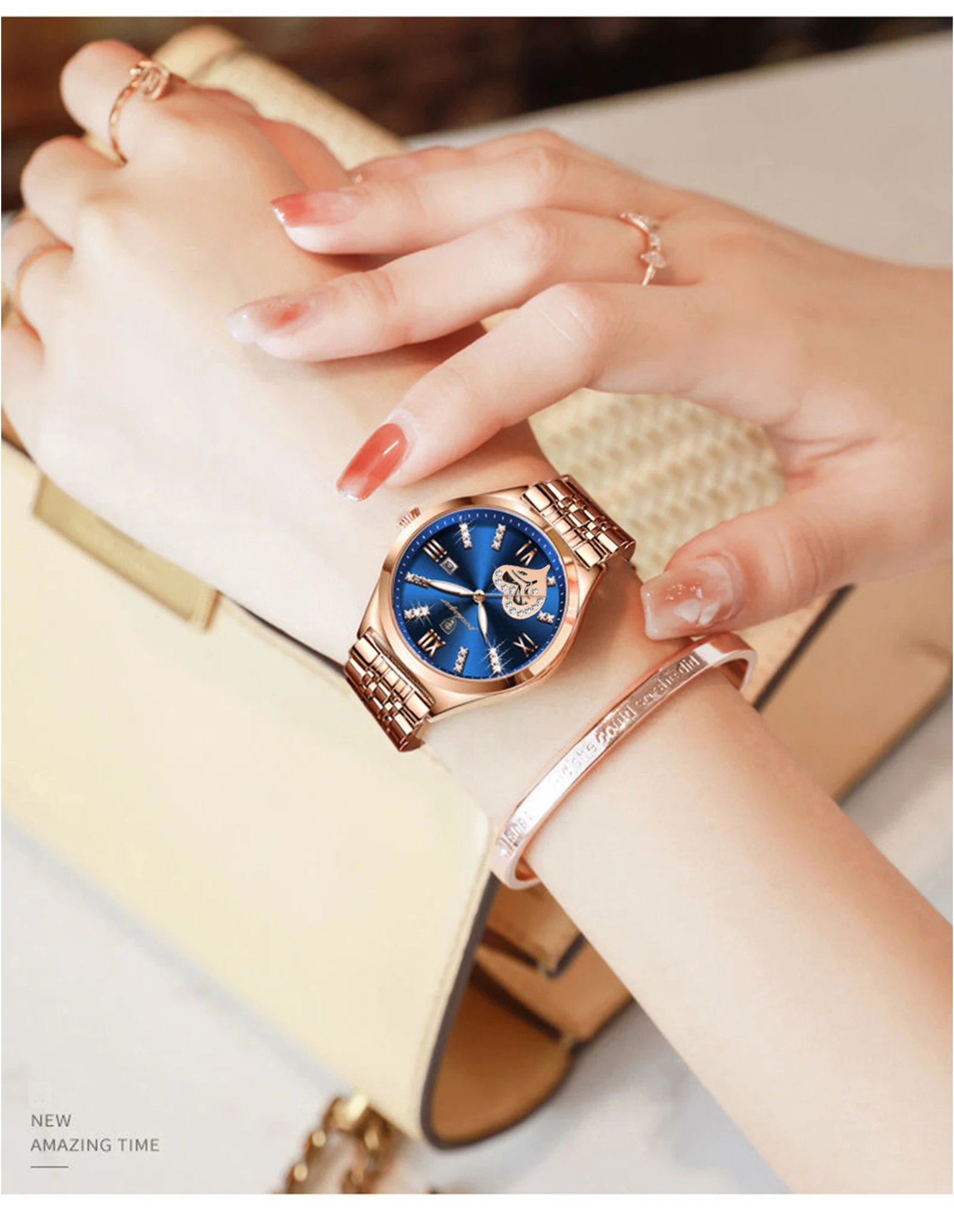 POEDAGAR Luxus Uhren Für Frauen Wasserdicht Leucht Datum Edelstahl Frau Uhr Elegante Mode Quarz Damen Armbanduhr – Detail 14