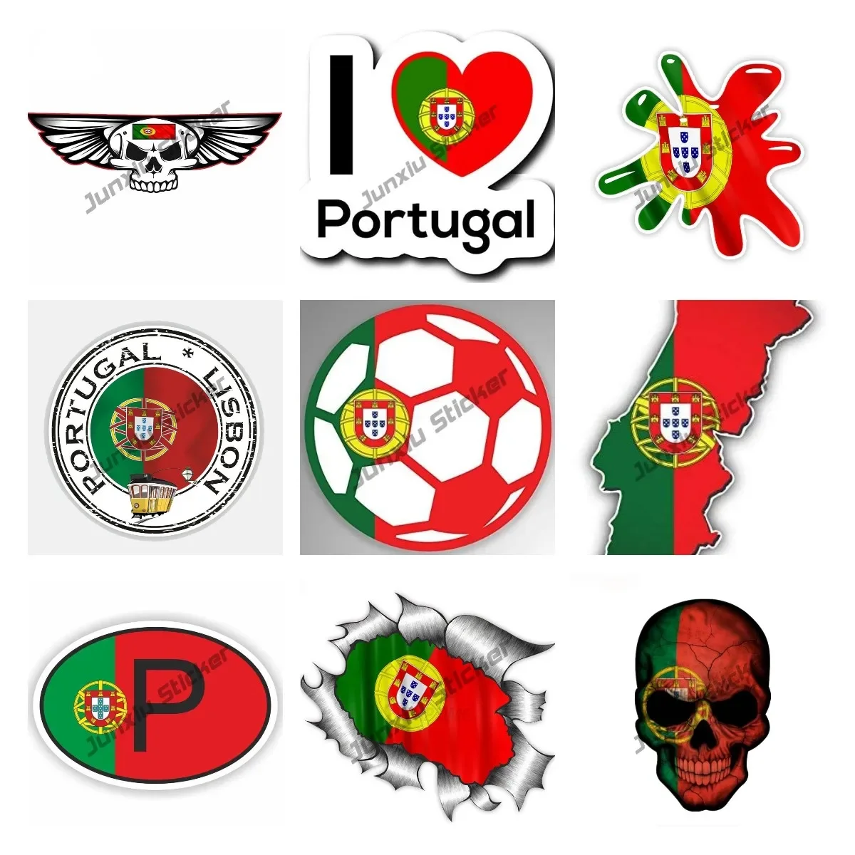 

Portuguese Football Map with Flag Decal Truck Car Window Bumper Sticker Funny Portugal Flag Sticker Accessories Car Motorcycle