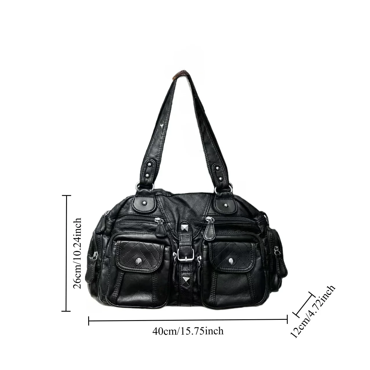 Moda feminina retro vintage quente menina motocicleta sacola com grande capacidade y2k lavado bolsa de ombro de couro vegano