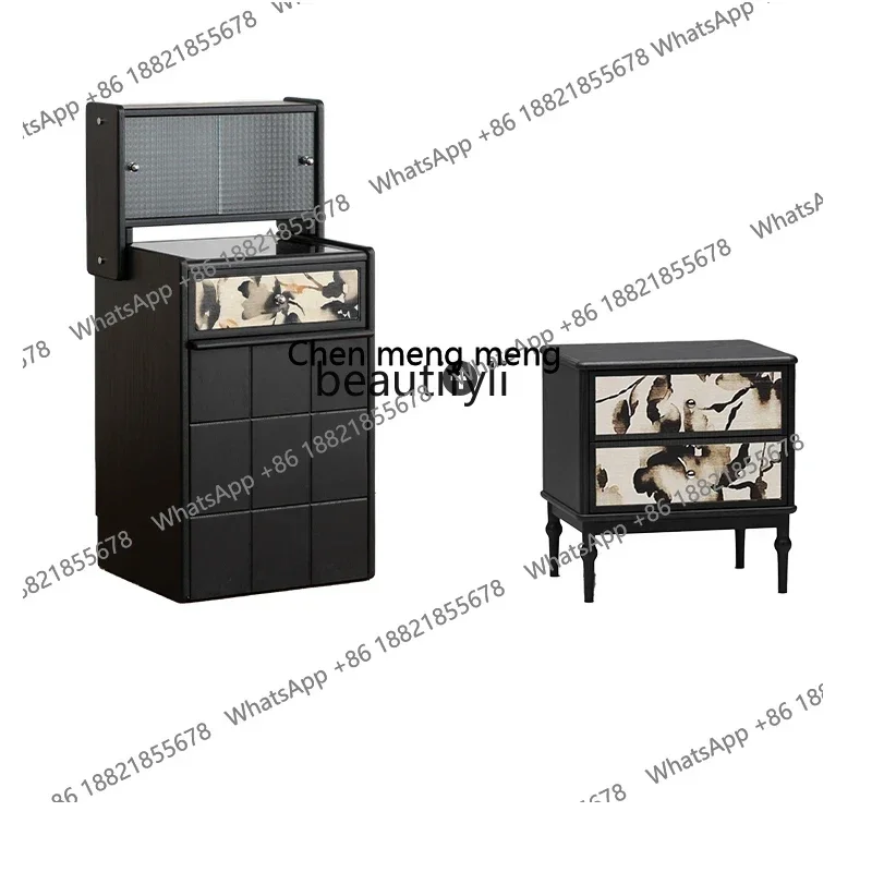 Dresser Bedroom Red Oak Small Dresser Solid Wood Dresser Storage Cabinet Integrated with Stool