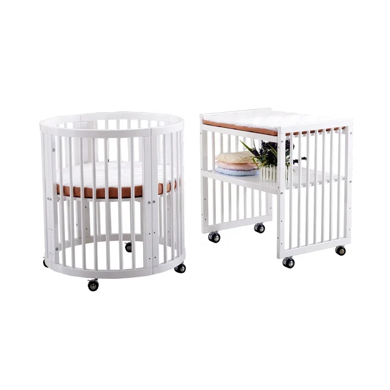 humanized design safety wooden babi bed new born bed with wheels