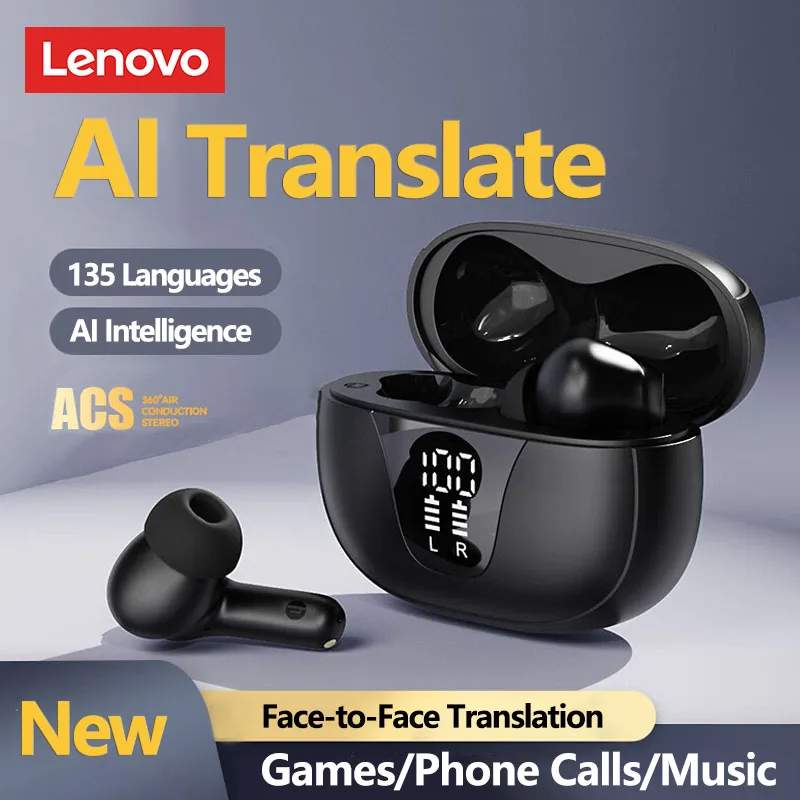 Translator Earbuds Lenovo XT58 Wireless Bluetooth Real-time Translation Earphones Long Endurance Noise Reduction AI Headphones