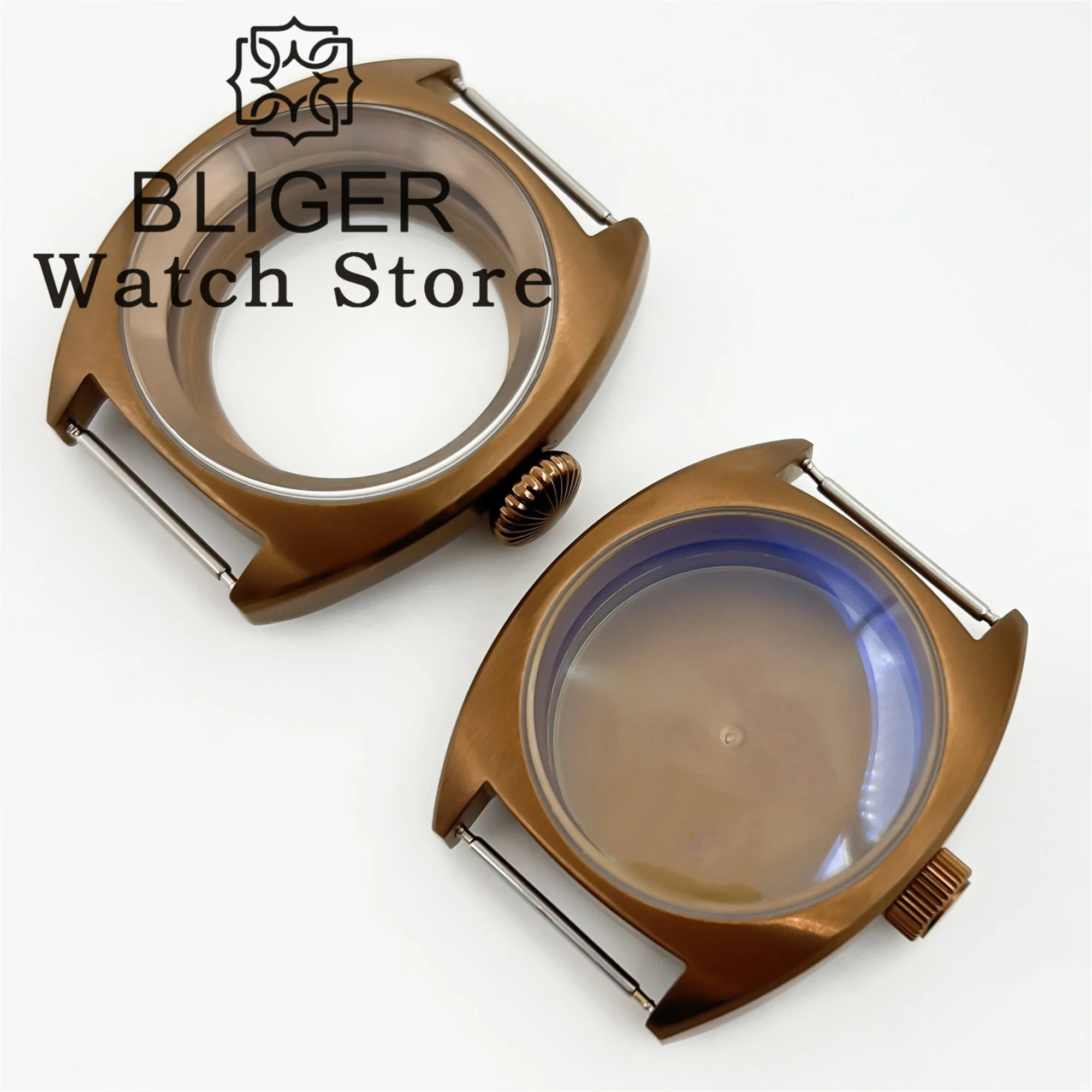 36mm/39mm Bronze Double Domed AR/Clean Sapphire Glass Big Crown/Small Crown Watch Cases Fit NH34 TO NH39 ETA2824 PT5000 Movement