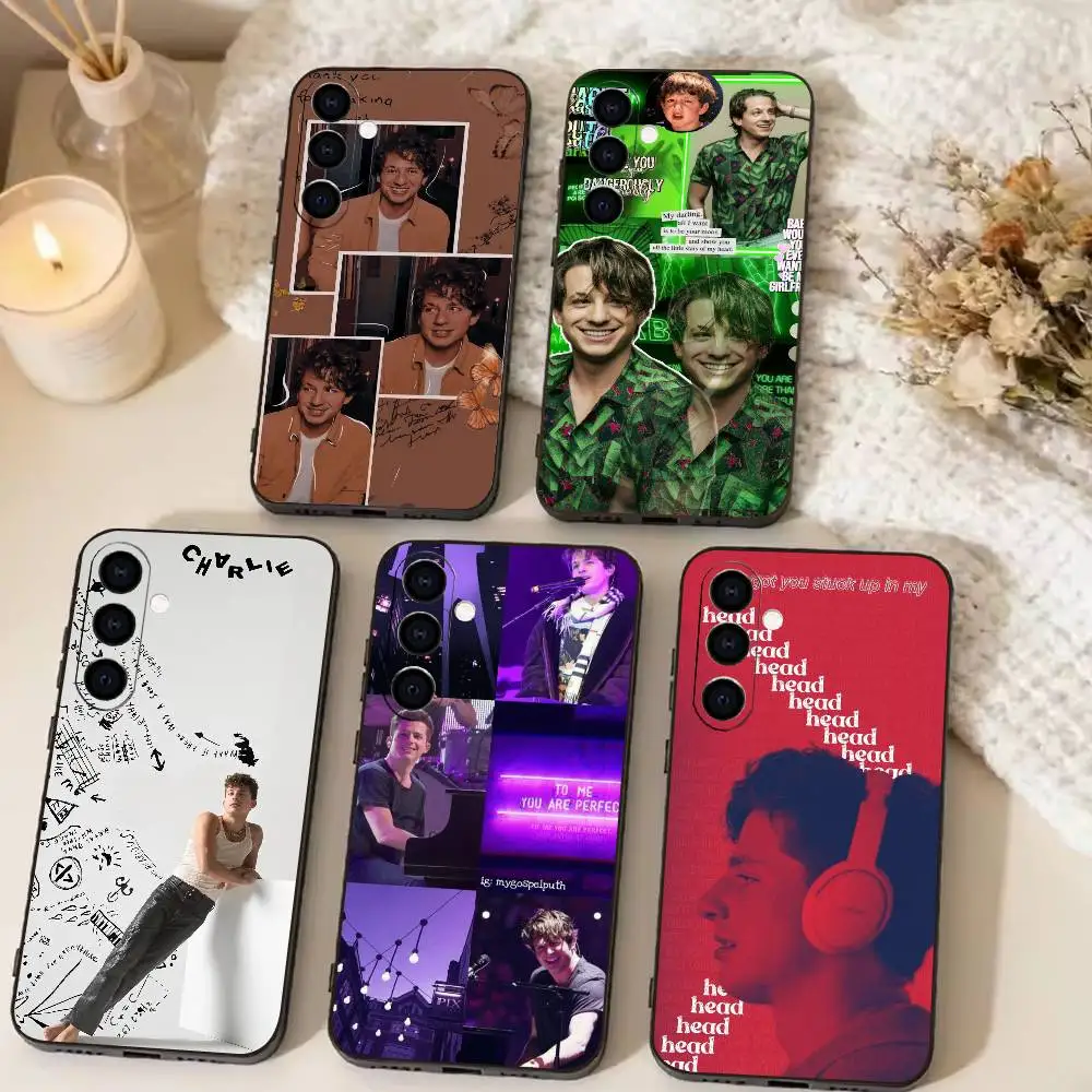 Funda de teléfono Singer Split Eyebrow Charlie Puth Jr para Samsung Galaxy A73,A72,A71,A70,A53,A52,A51, funda negra de silicona suave