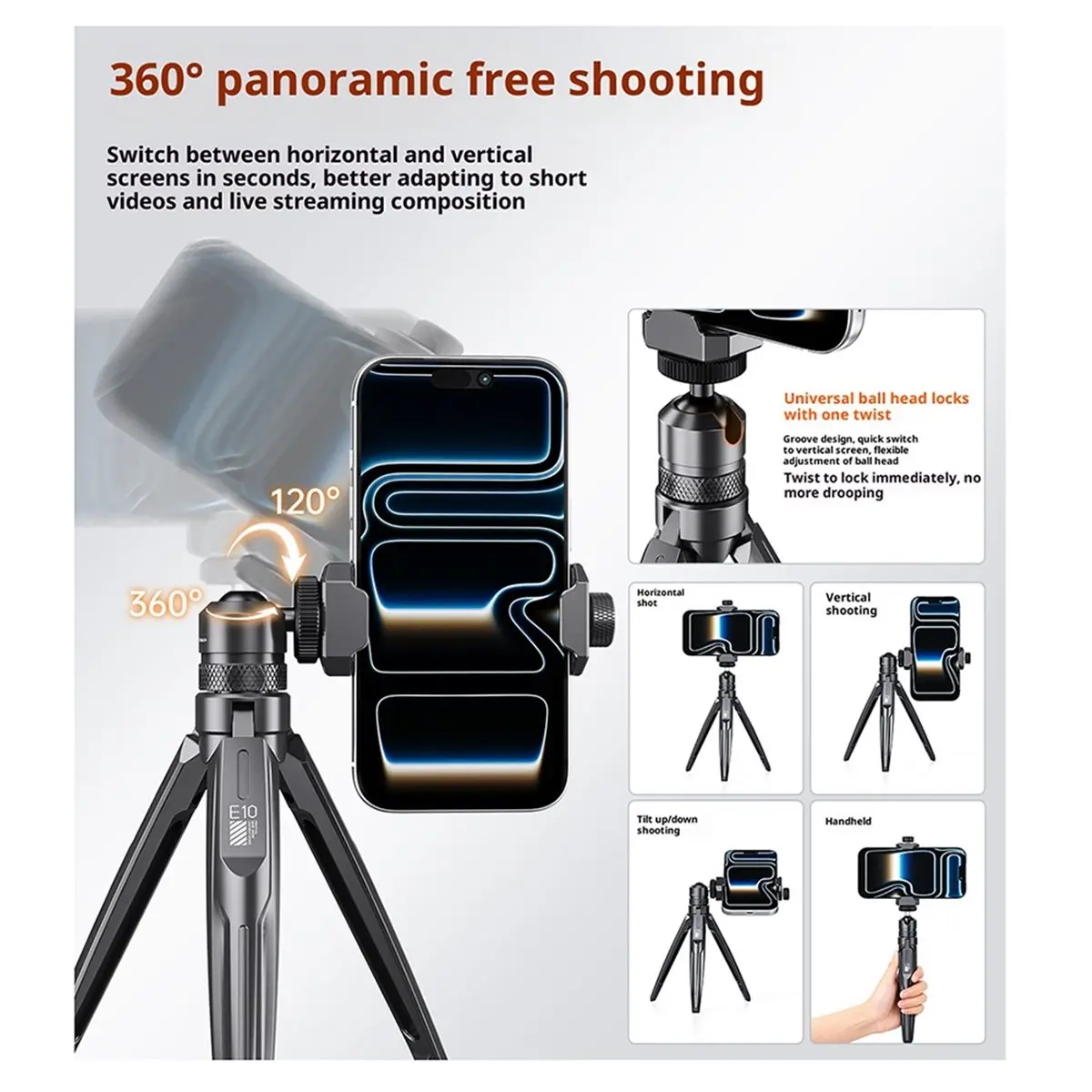 useful Phone Tripod Stand with Phone Clip for Smartphone Aluminium Smartphone Mini Tripod Pocket Cell Phone Stand Universal