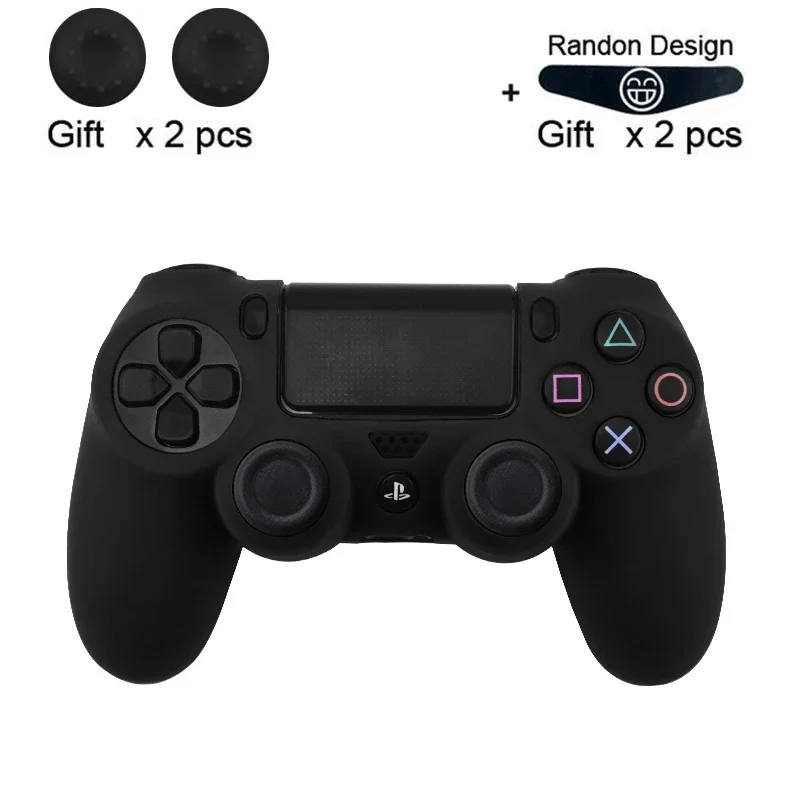 Silicone Case for PS4 Controller - Protective Skin for PS4 Pro/Slim Controller + Thumb Grips Joystick Caps