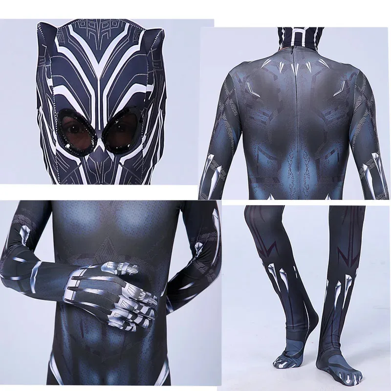 Anime Superhero Black Kids Panther Men Boys Adult Jumpsuits Children Panther Cosplay Halloween Costume Bodysuits Dress Up New
