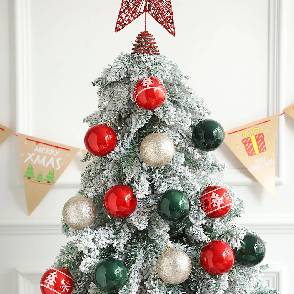 12pcs 6cm/8cm Colorful Christmas Ball Ornaments Christmas Tree Hanging Pendants Decoration Christmas Spheres Home New Year Gift