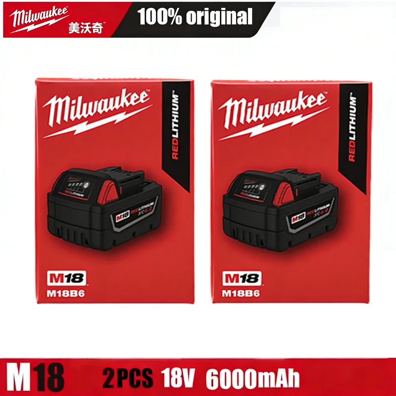 

Original Milwaukee M18 Battery milwaukee 18V 6Ah Rechargeable Battery for Milwaukee Tool M18B6 48-11-2402 48-11-2411 2604-22