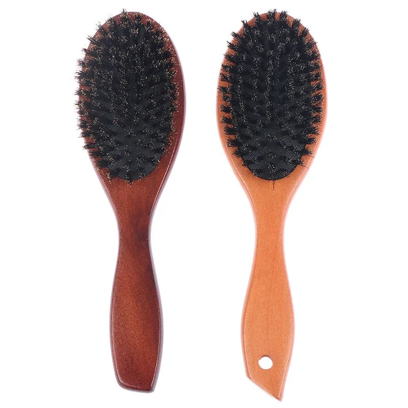 Natural Boar Bristle Hair Brush For Women Men Kid Soft Bristles Brush  Hair Comb Restore Shine Texture Wooden Handle Hairbrush