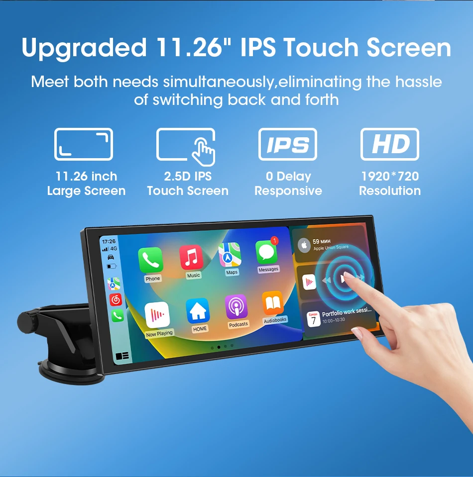 11,26 Zoll Dash Cam Auto DVR 4K Kamera Wireless Carplay Android Auto Touchscreen Dual Len Video Recorder Dashboard BT FM AUX GPS – Detail 9