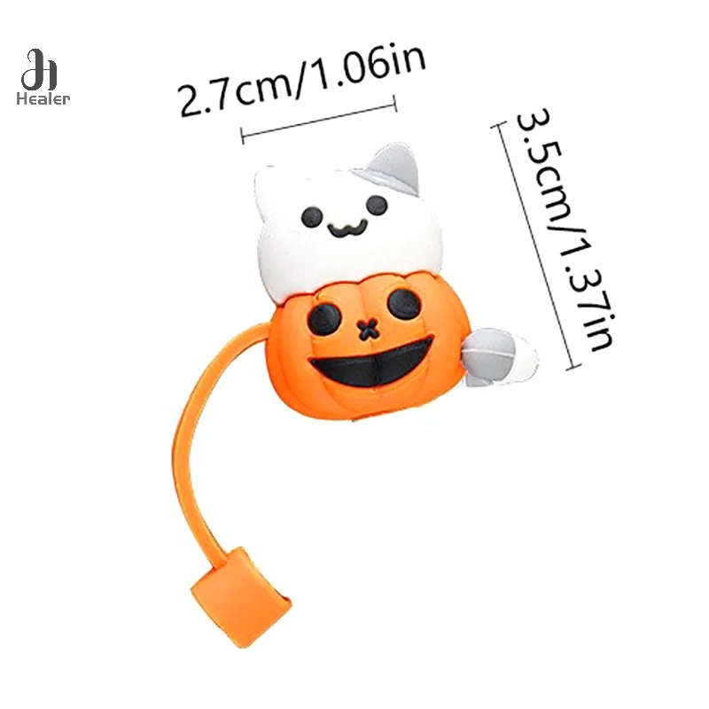 Cartoon Pumpkin Ghost coperchi di paglia in Silicone per tazza tappo antipolvere per bere punte di paglia copertura accessori per tazze per feste di Halloween