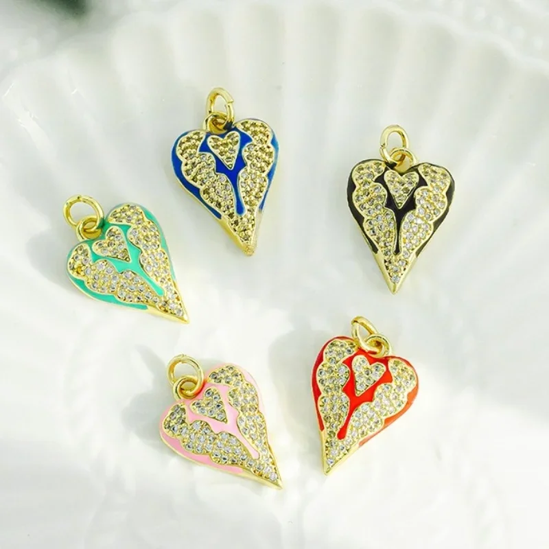 

18K Gold Plated Brass Heart Zirconia Pendant Jewelry DIY Pendant Fashion Necklace Bracelet Making Essential Accessorie Wholesale