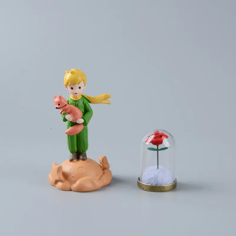 Figura del Principito zorro B612, rosa de cristal, regalos del Día de San Valentín, juguetes de resina, artesanía, decoración de escritorio para estudiantes