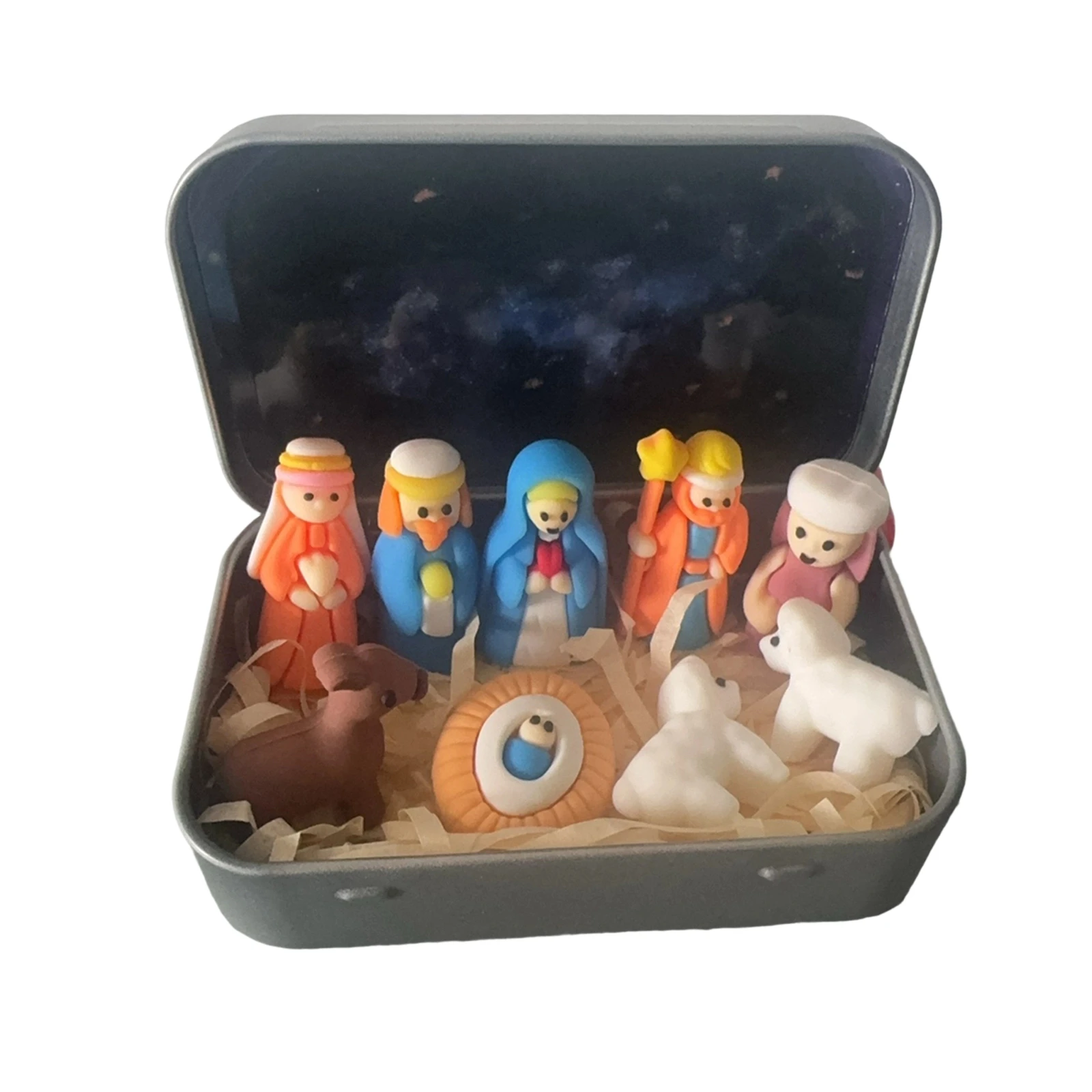 Christmas Nativity Jesus Nativity Set Family Nativity Scene Handmade Cabin Box Theater Desktop Ornaments For Xmas Decor
