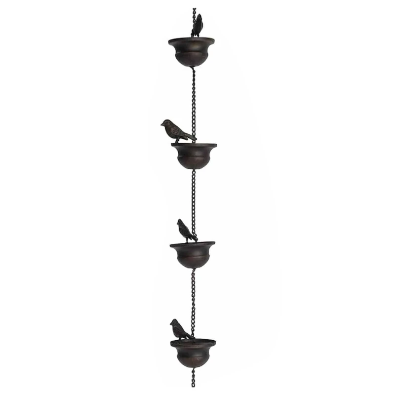 Birds On Cups Rain Chain for Rain Functional Decorative Replacement Downspout