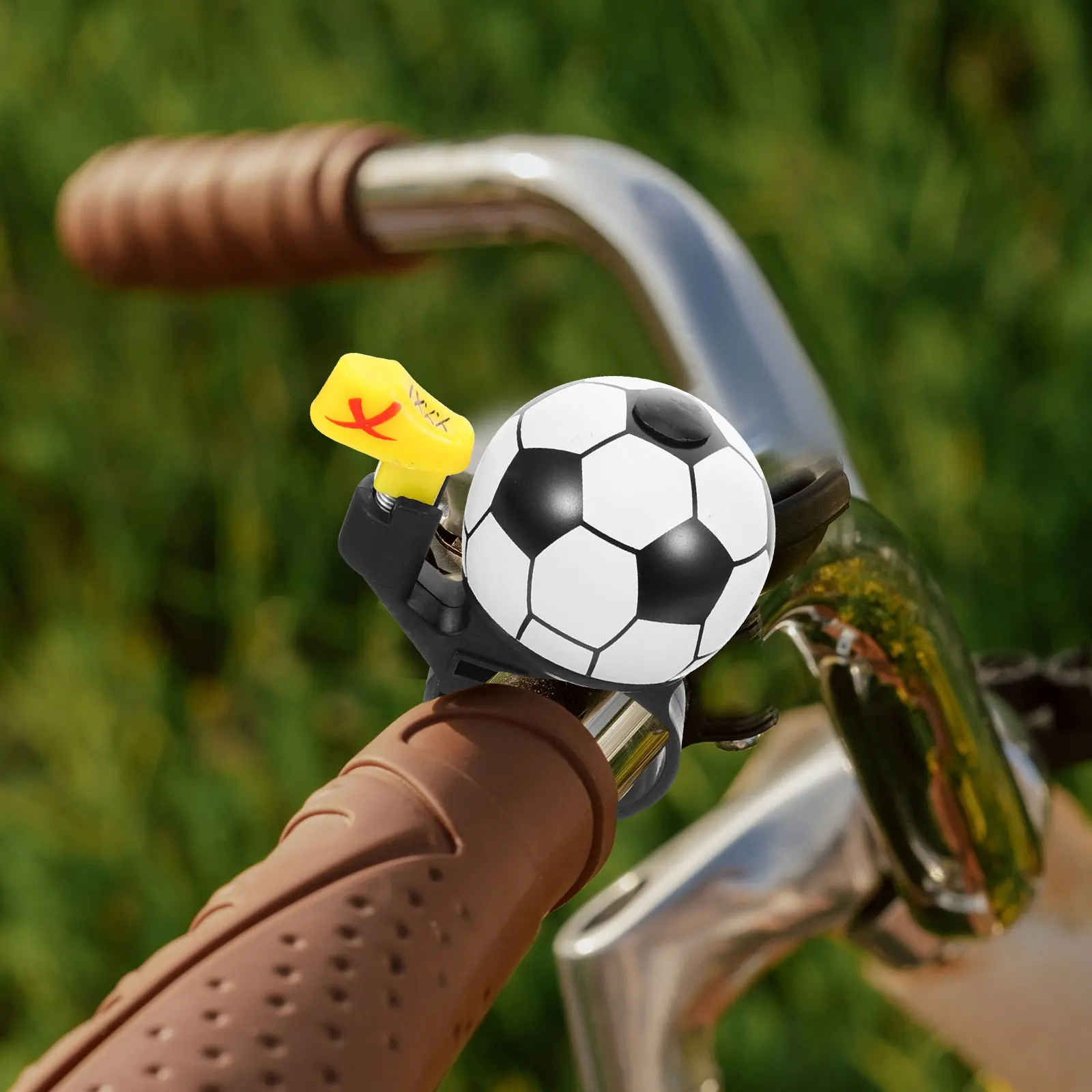 

Bike Bell Football Design Cycling Bells Crisp Sound Portable Aluminum Alloy Black Ball Yellow Shoes Multi Function Bicycle