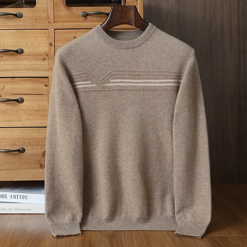 عالية الجودة الرجال 100% الكشمير الخالص البلوز العلامة التجارية الفاخرة محبوك سترة فضفاضة مستديرة الرقبة البلوز الشارع الشهير #1