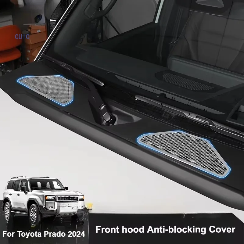 Car Front Hood Anti-blocking Cover Stainless Steel Protector Sticker For Toyota Prado LC250 2024 Exterior Decoration Accessories