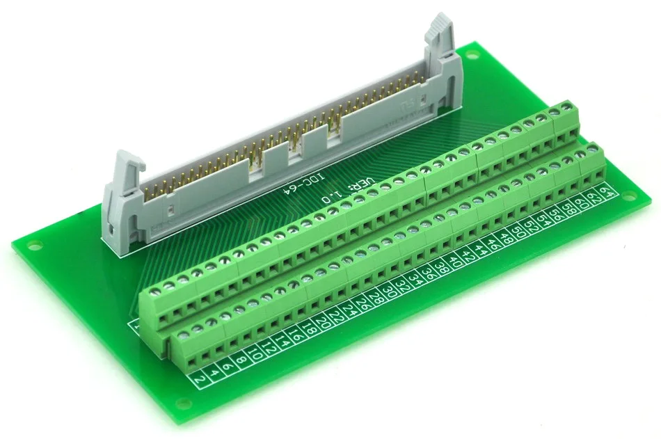 

ELECTRONICS-SALON IDC64 2x32 Pins 0.1" Male Header Breakout Board, Terminal Block, Connector.