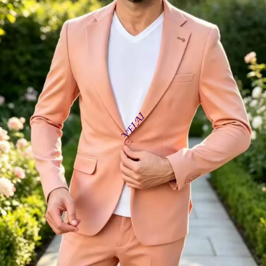 CustomizedFashion Summer Men's Suits Single Button Notched Lapel Simple Slim Jacket Pants 2 Piece Set Daily Shopping Office Work