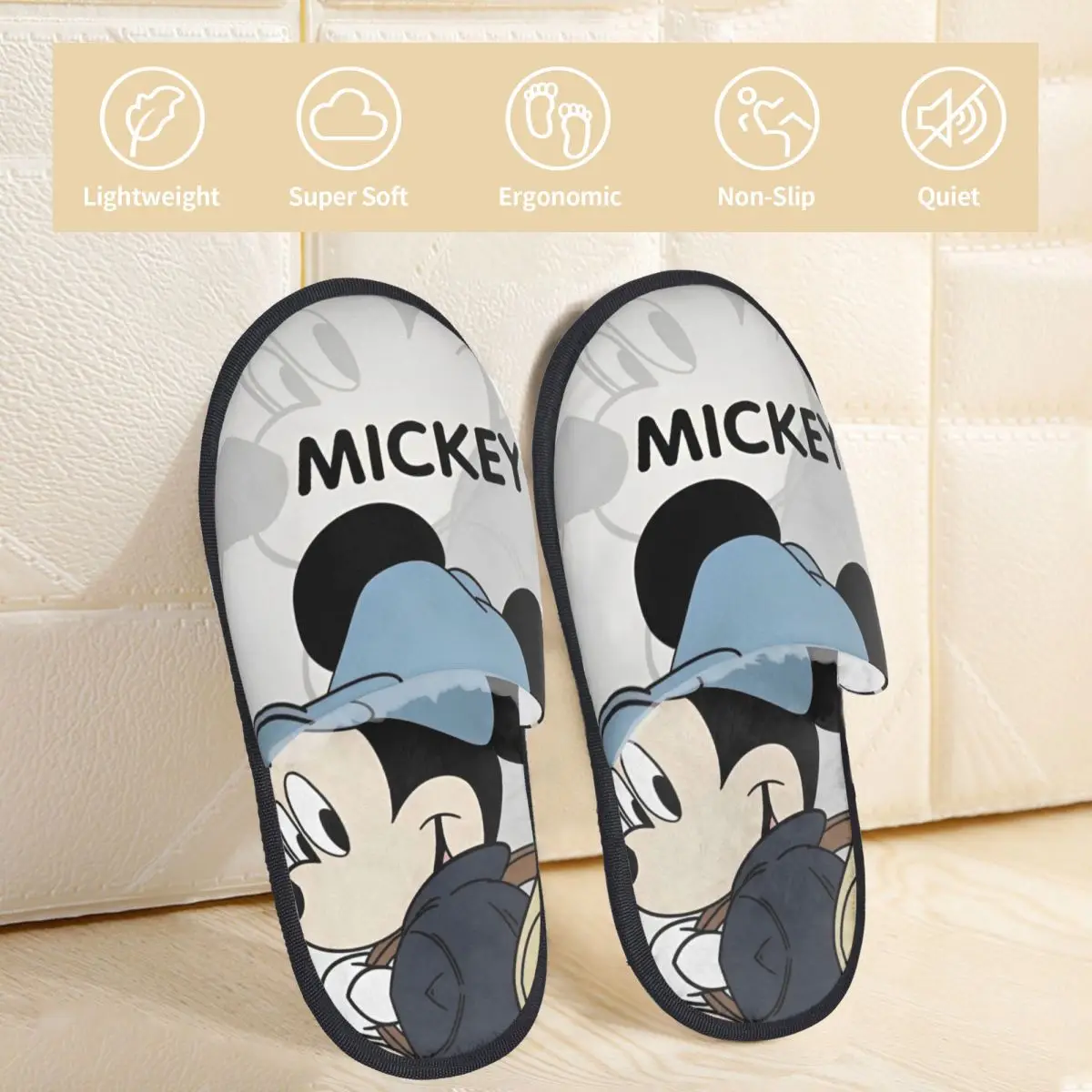 Winter Slippers Cool Mickey Mouse Merch Household Fur Slides Slippers Bedroom Cozy Non-slip Slides