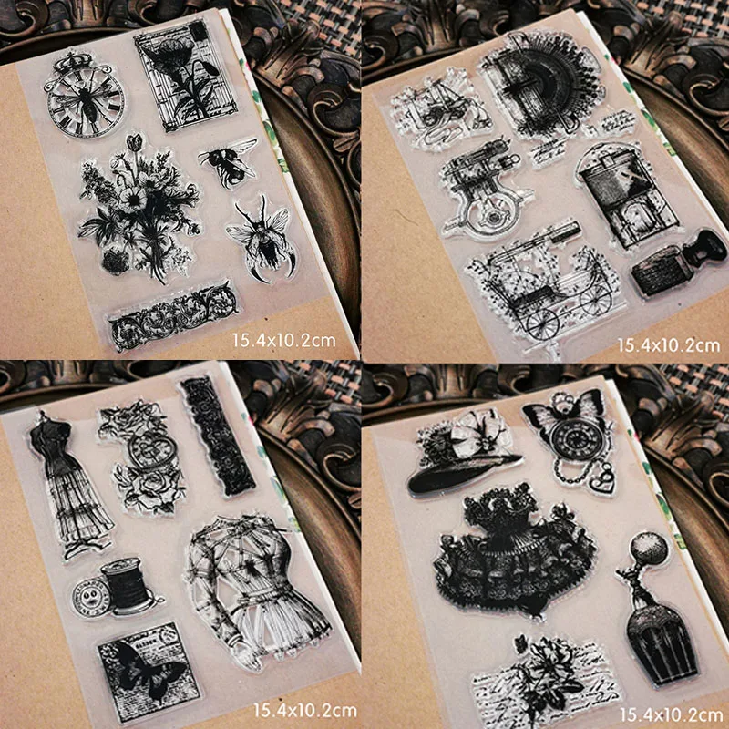 

Vintage 2025 Rubber Stamp Fairy Plants Clear Stamps for DIY Craft Making Card Scrapbooking Photo Album Decorations Sheets
