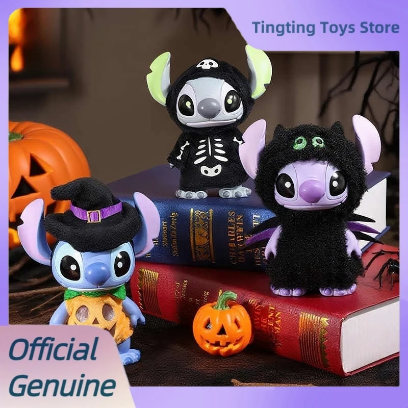 Halloween Stitch Naughty Stitch Figurine Disney Pumpkin Wizard Luminous Skeleton Anime Figure Model Doll Desktop Ornament Toy