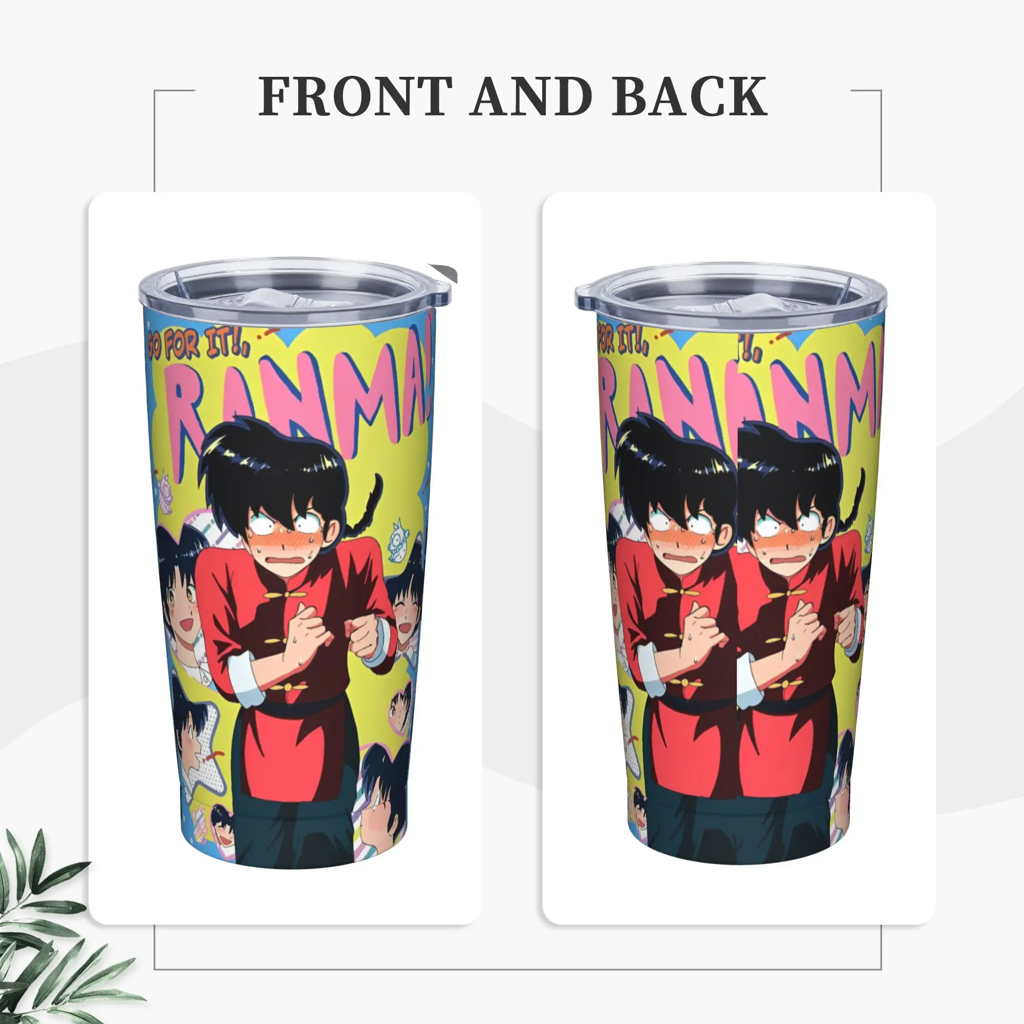 Manga Ranma 1⁄2 Insulated Tumbler with Lid Adventure Martial Comedy Stainless Steel Thermal Mug Home Water Bottle Cups, 20oz