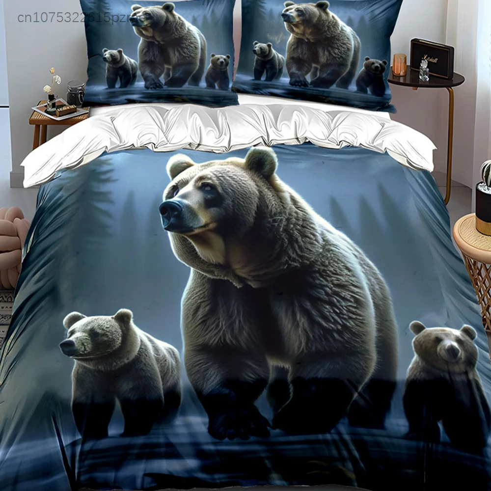 Bear Family Figurine Set Multiple Sizes kid's And adults' Bedroom Exquisite 3PC Bedding set, Gift