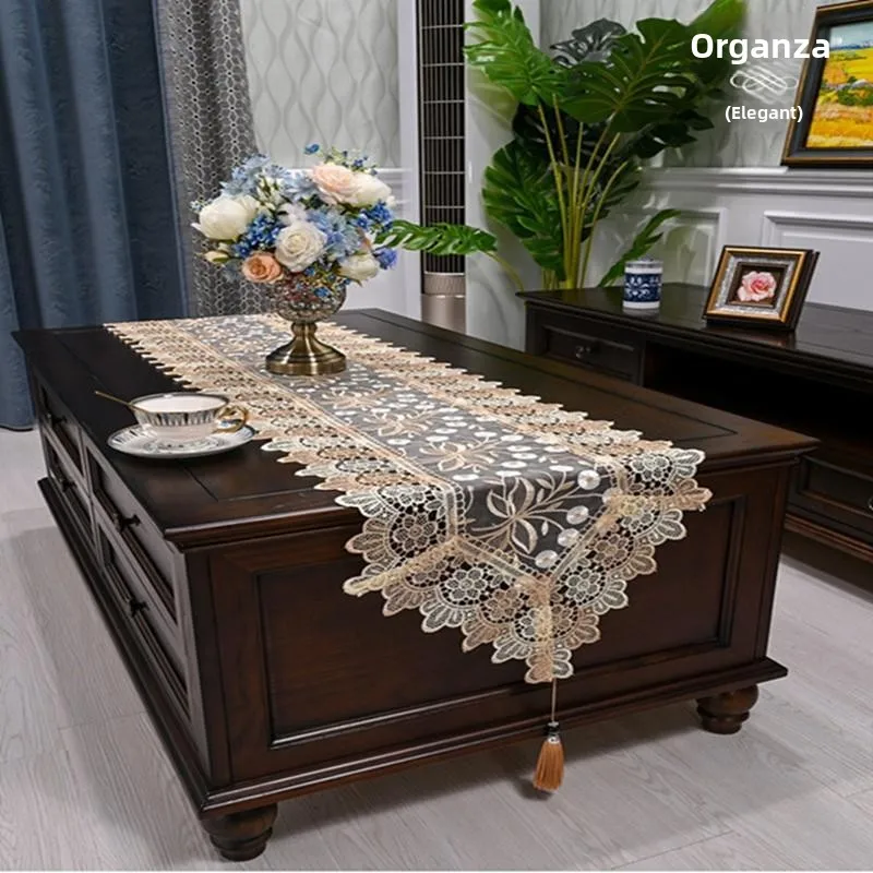 

Декоративный кружевной флаг на стол, европейский стиль, для тумбы под телевизор, американский стиль, для обеденного стола, длинный прямоугольный, декоративное полотенце...