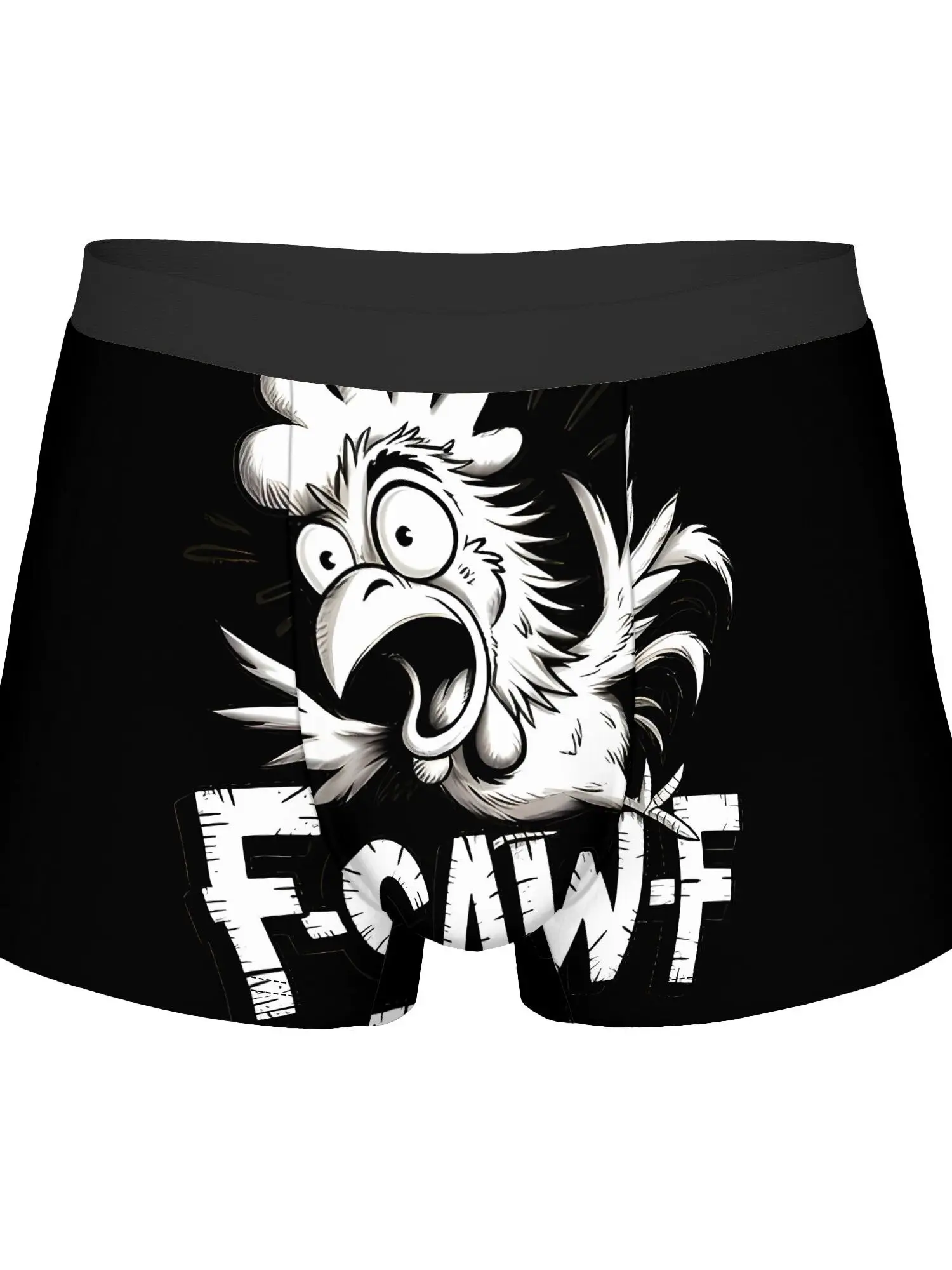 Rooster Chicken Farmhouse Country Kitchen Animal Rustic Art Creative Men's Trunks Black Border Underwear, Unique Animal Graphic
