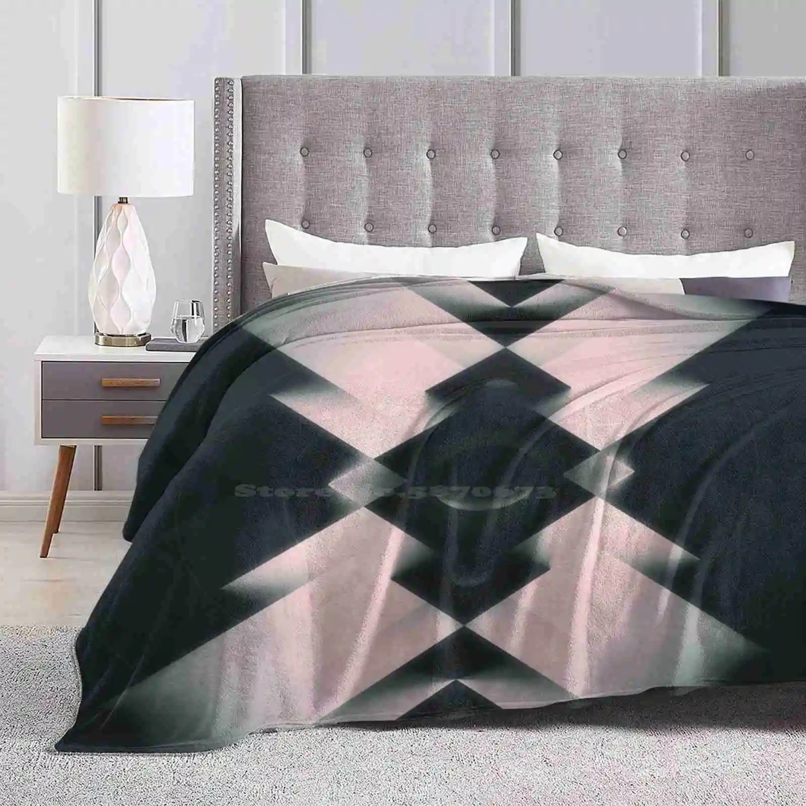 Omni Blanket Soft Warm Travel Portable Blanket Abstract Geometry Edgy Dark Lines Shapes Elegant Mysterious Enigmatic Black And