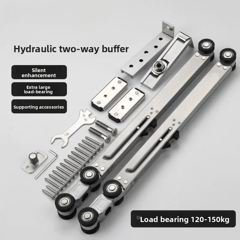 

Sliding Door Two-way Buffer Hanger, Sliding Door Track Hydraulic Pulley, Heavy-duty Silent Damping Hanger Slide