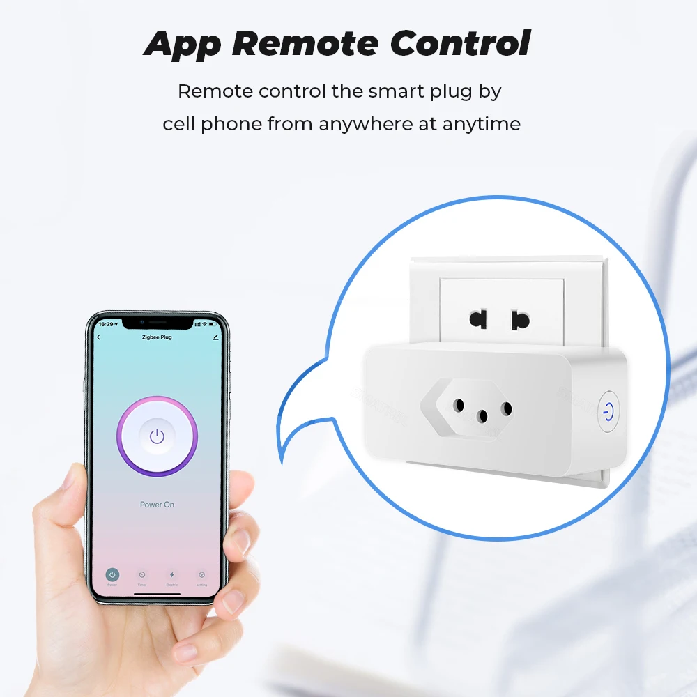 Brazil Power Monitor 16A Tuya Smart Zigbee Socket Plug Wireless  Outlet with Timer Adaptor Voice Works with Alexa Google Home