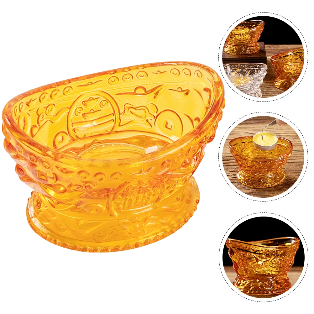 

Glass Holder Decorative Ingot Shaped Religious Tool Exquisite Craft Compact Size Space Saving Easy Clean