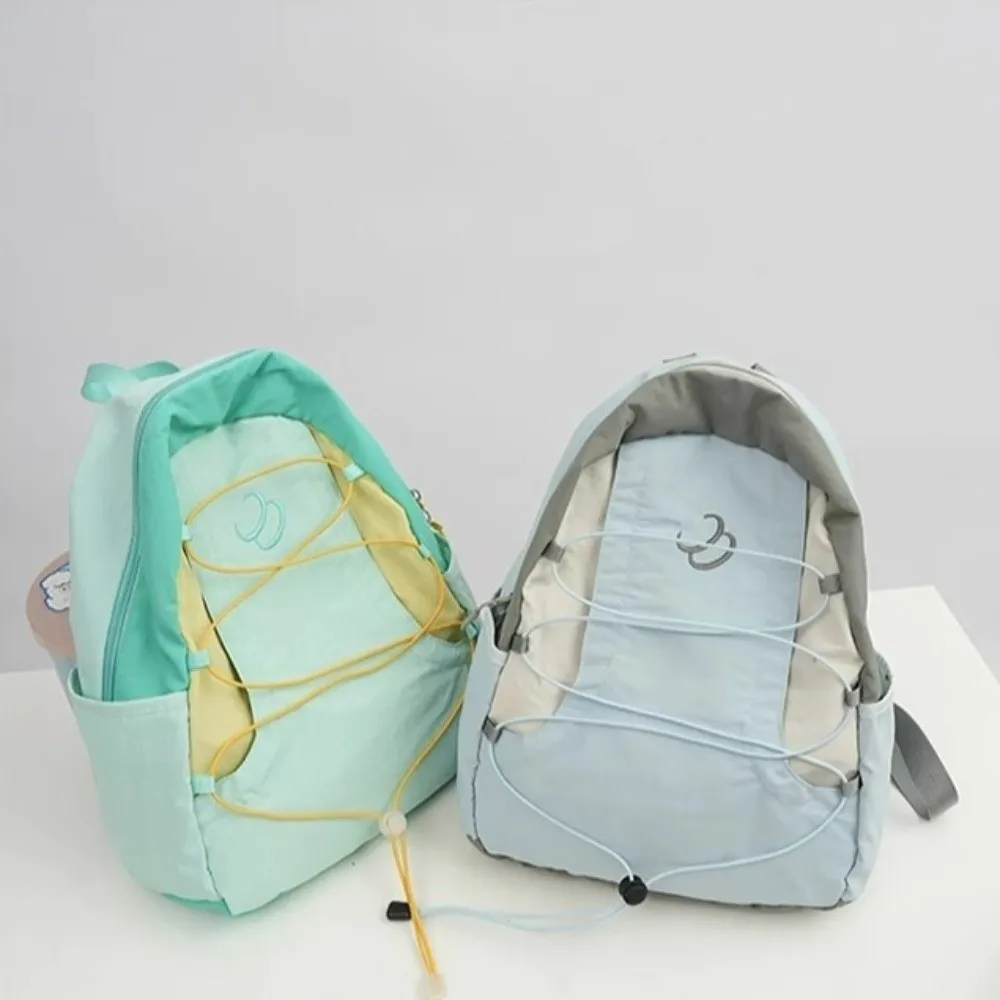 Vintage Patchwork Backpack Contrast Color Patchwork Design Travel Backpack Versatile Japanese Style Nylon Shoulder Bag