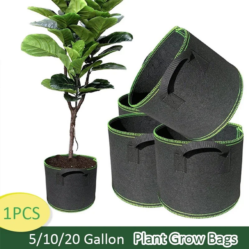 5 10 Gallon 20 Gallon Felt Grow Bags Thickened non-woven Vegetable Saplings Potato Tree Planting Bags Tree Foldable Planting Buc