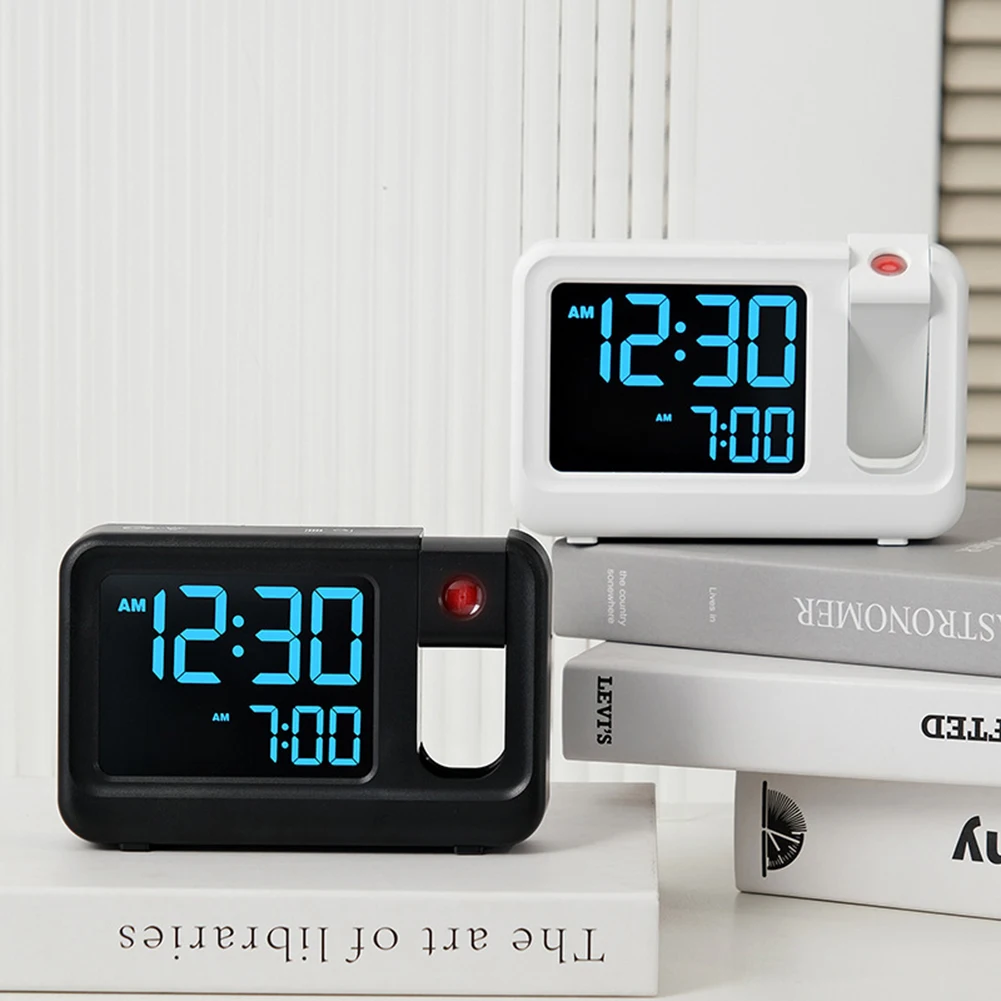 LCD Projection Clock with 180 Degree Rotating Display Multifunctional Alarm Date Time and Humidity Temperature Information