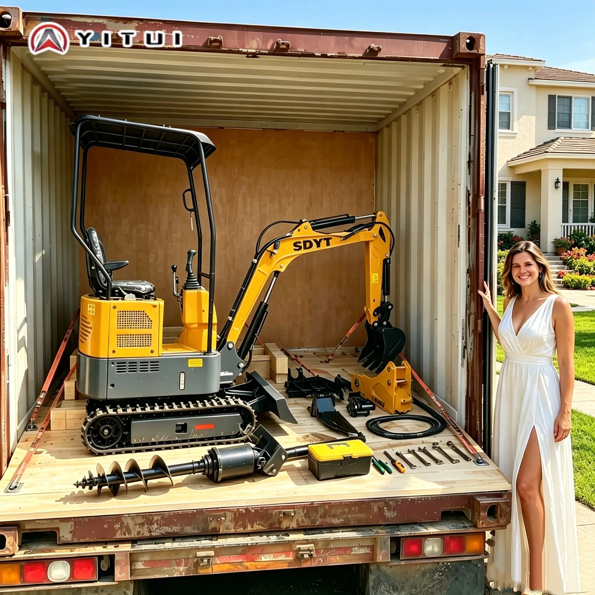 Customized 1ton Mini Excavator With Full Set Of Accessories Easy Maintenance Ideal For Backyard Digging And Renovation Tasks