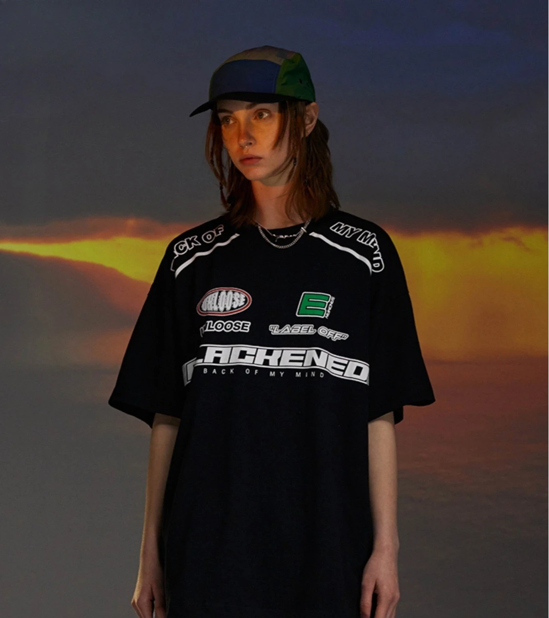 

Plus Size Original Design T-shirt Short Sleeve Female Tide Brand Locomotive Racing Style T-shirt Oversize Trend American Loose