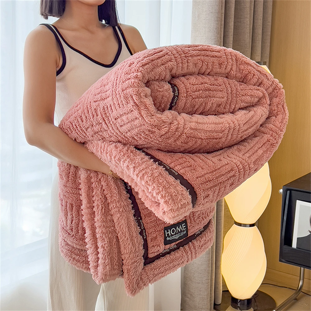 Coral Velvet Blanket Winter Thickened Light Luxury Blanket Office Shawl Blankets Home Air Conditioning Sofa Breathable Bed Cover