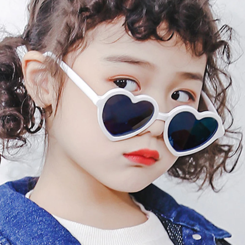 2024 Fashion Heart Shaped Children's Trendy Polarized Sunglasses Eyeglasses Anti UV Sun Glasses Colorful Design Gafas Óculos