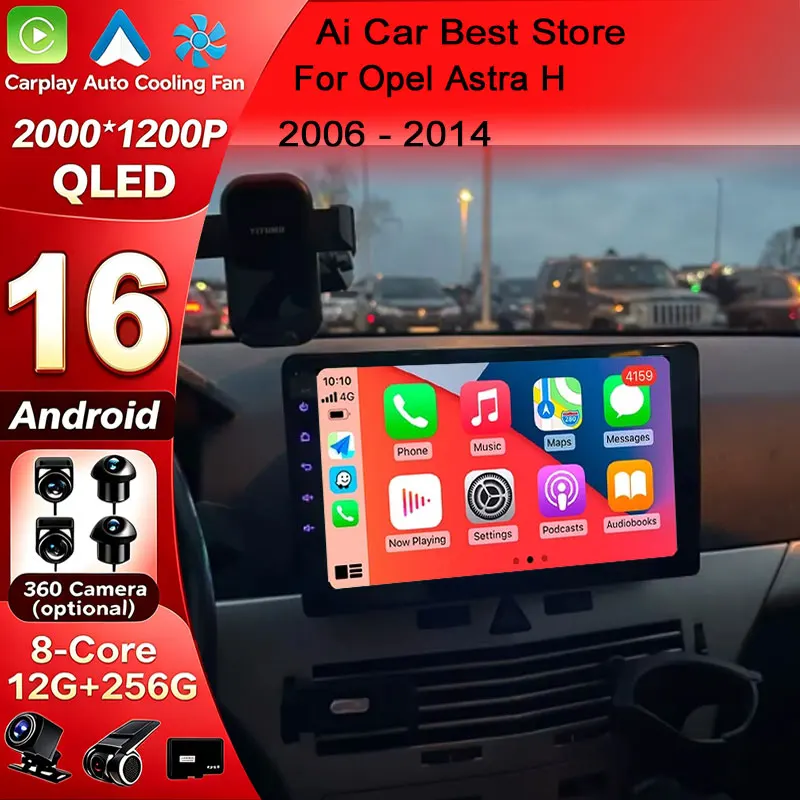 Android 16 QLED-Bildschirm Carplay 4G GPS Autoradio für Opel Astra H/Zafira B 2004-2014 WLAN Auto-Multimedia-Videoplayer Navigation