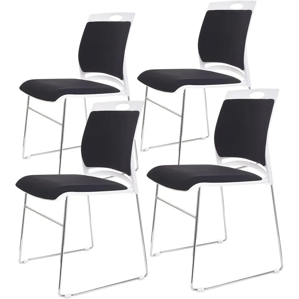 

Black 4-Pack Stackable Office Chairs with Padded Seats and Backs for Home, Lobby, Waiting Rooms, Cafeterias, and Training Spaces