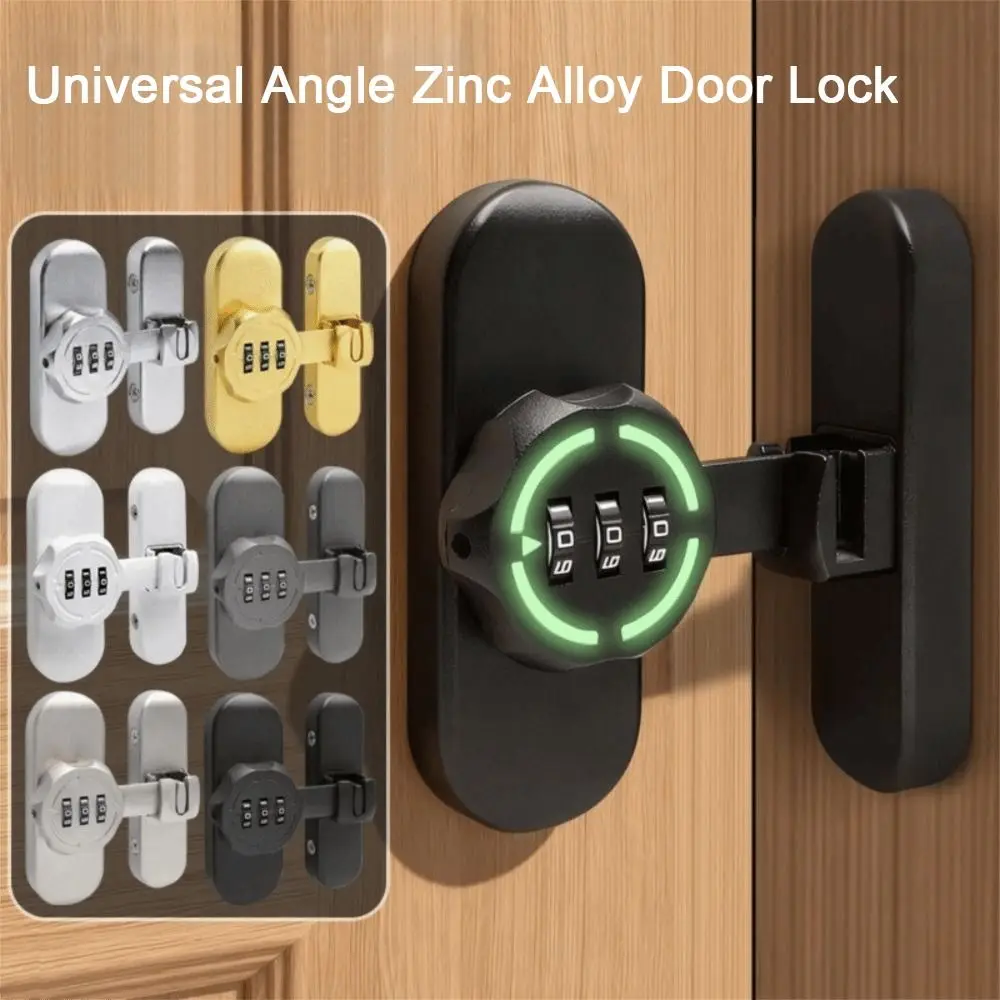 Zinc Alloy Password Lock Luminous Sign 90/180 Degree Sliding Door Lock 3-Digit Combination High-Security Combination Lock