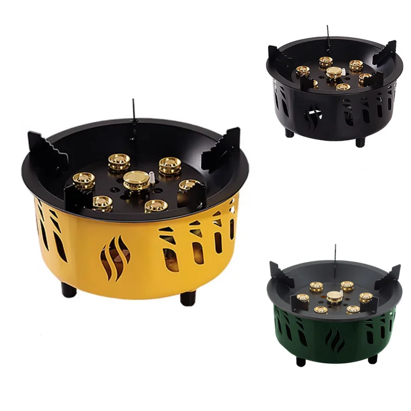 20000W High Power Windproof Gas Stove 7-Core Strong Fire Power Portable Stove Outdoor Hiking Multipurpose Stove Camping Supplies